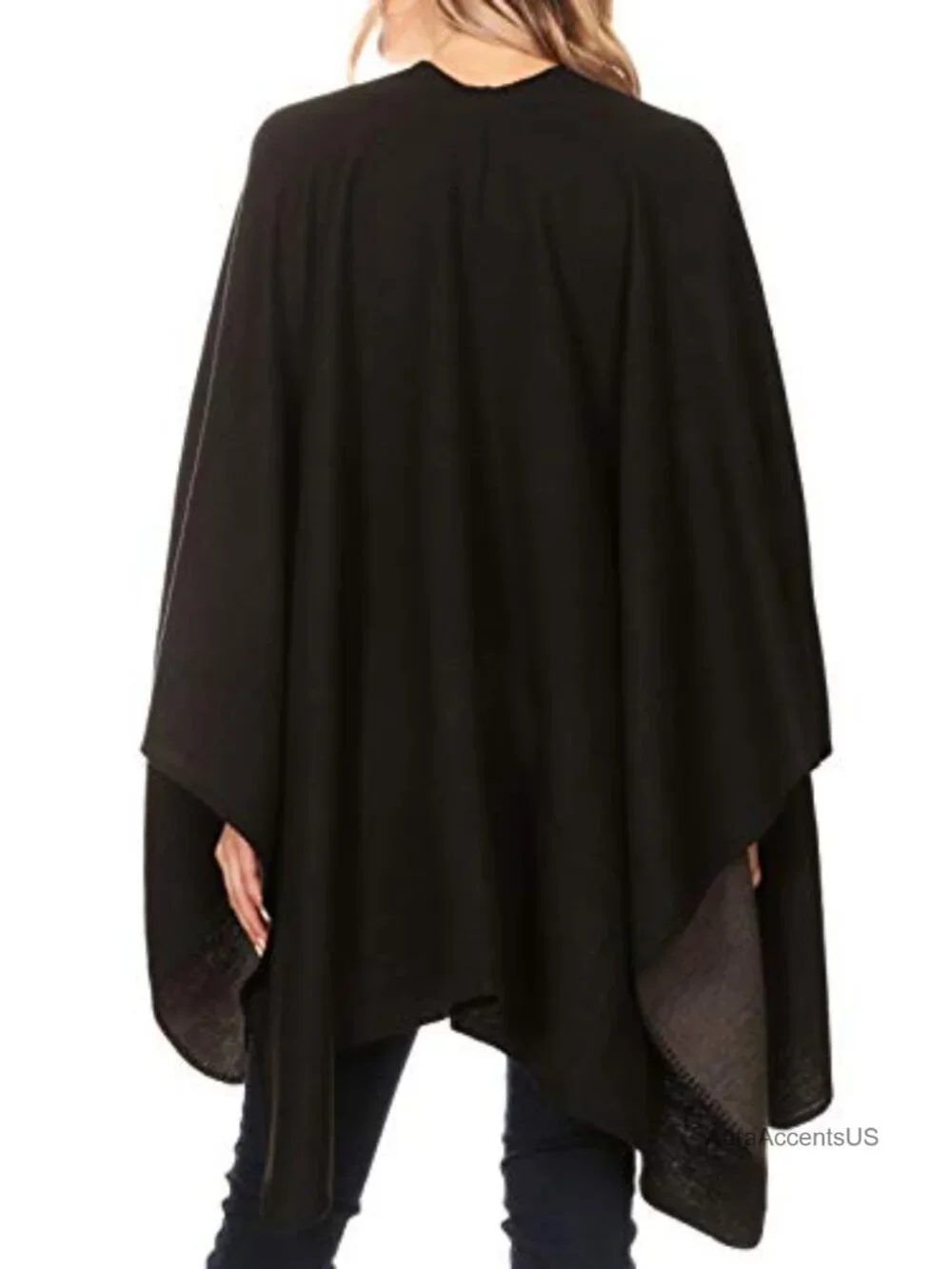 Sakkas Mari Reversible Poncho Shawl Wrap Cape Ruana One Size